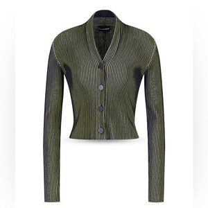 Bicolor Stripe Cropped Cardigan. Emporio Armani. Size M. New with Tags.